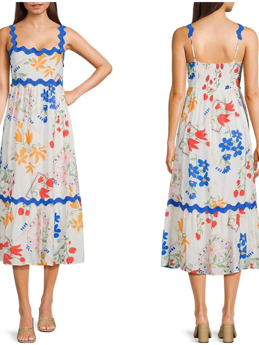 NWT, Blu Pepper, Ric Rac Floral Print Dress